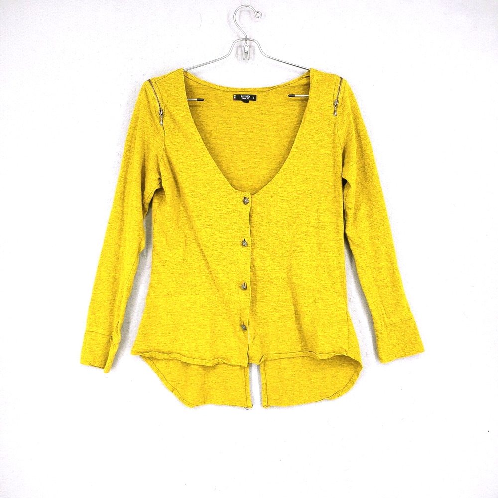 Rusty India Womens Sm Top Cardigan High Low Hem Button Up Zipper Detail Skater